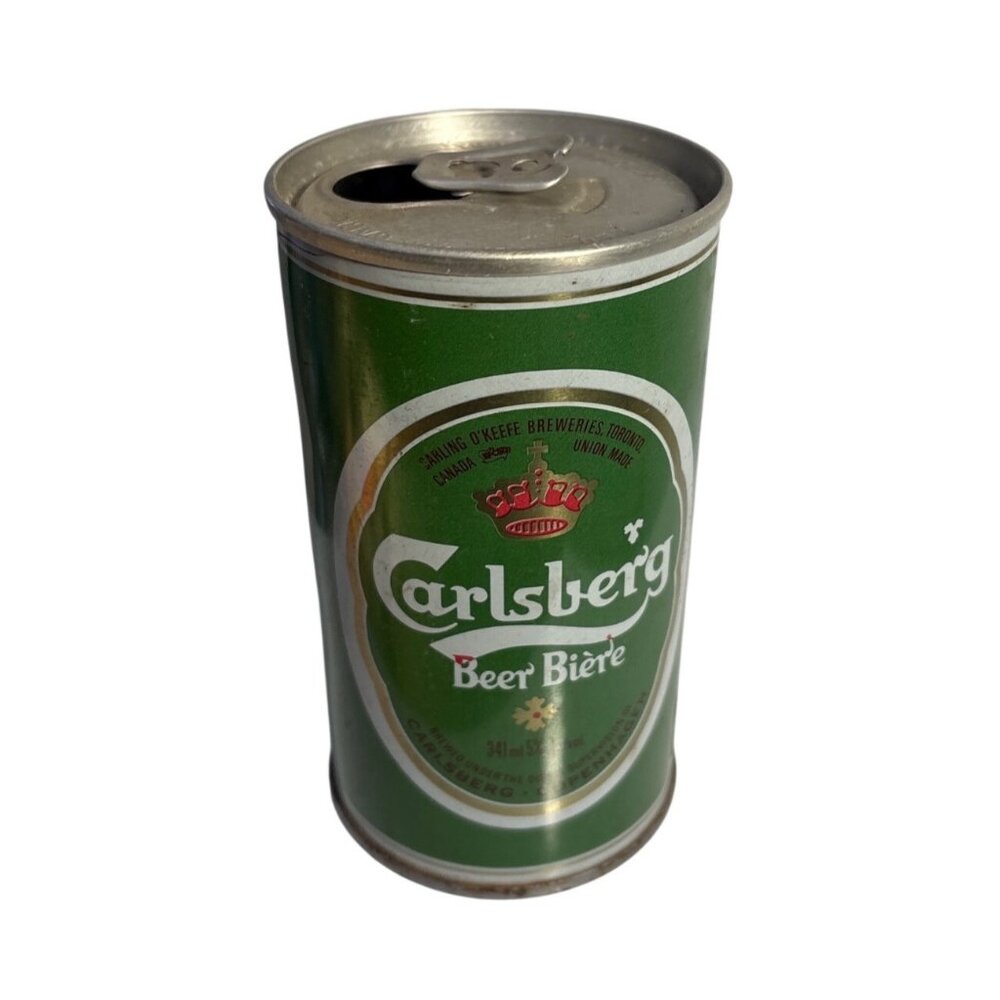 Carlsberg Beer Can Pull Tab Denmark Collectible Green Aluminum Empty Vintage